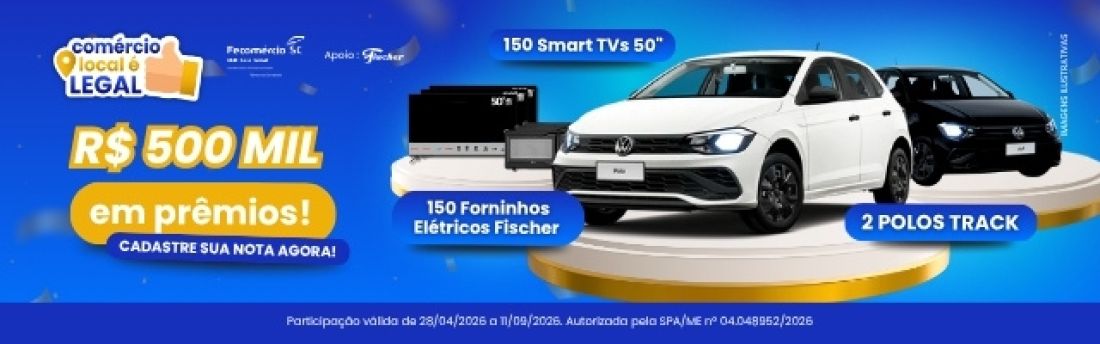Fecomércio SC lança campanha Comércio Local é Legal 2026 com R$ 500 mil em prêmios