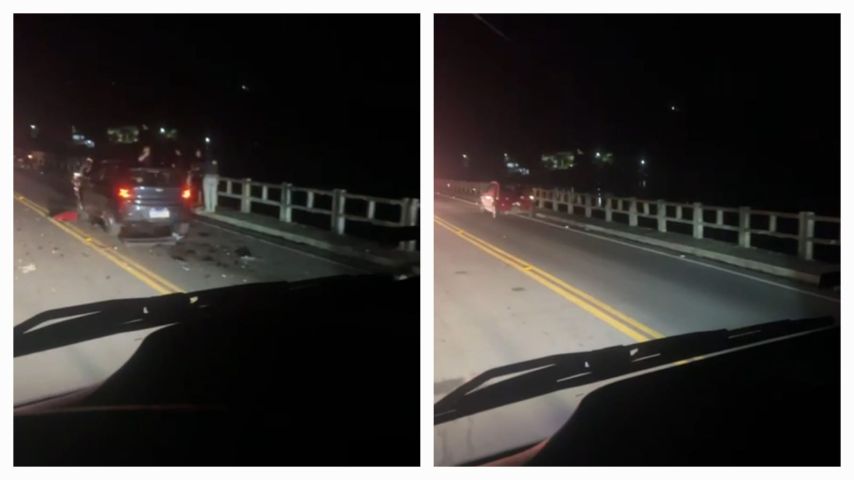 Engavetamento é registrado na ponte velha de Laguna após acidente no local, em meio à interdição da ponte Anita Garibaldi