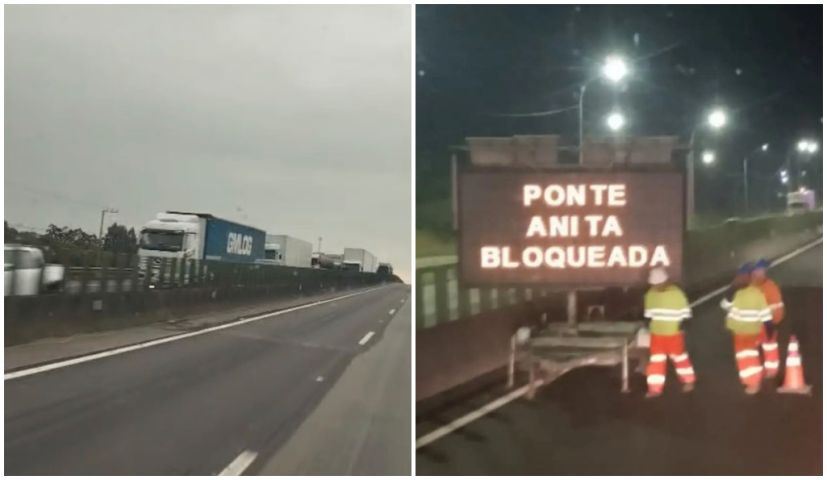 (Vídeo) Interdição da Ponte Anita Garibaldi provoca filas quilométricas na BR-101