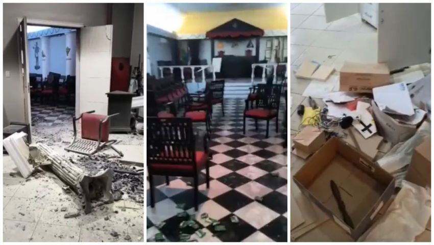 (Vídeo) Jovem é suspeito de invadir pela terceira Centro Cultural da Maçonaria em Tubarão e deixar rastro de destruição