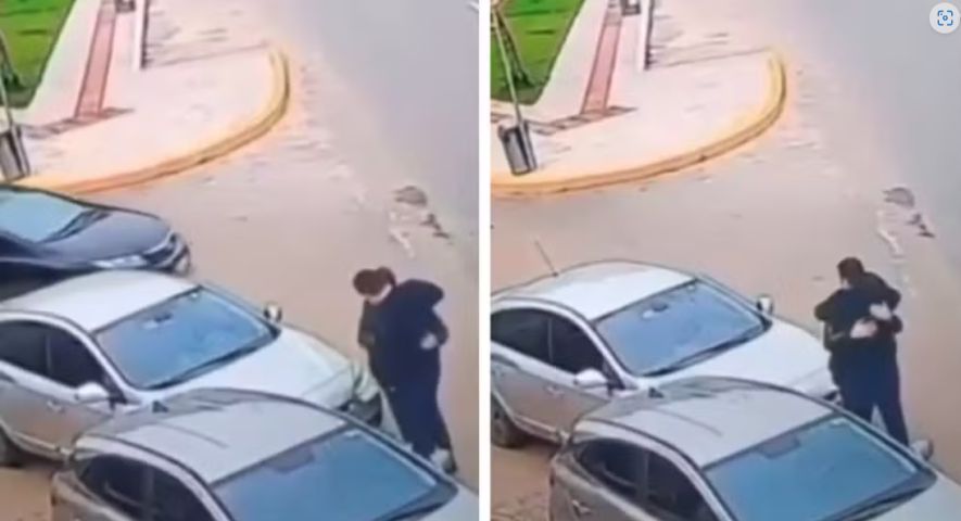 (Vídeo) Motoristas se abraçam após batida de carro em rua de SC e cena viraliza