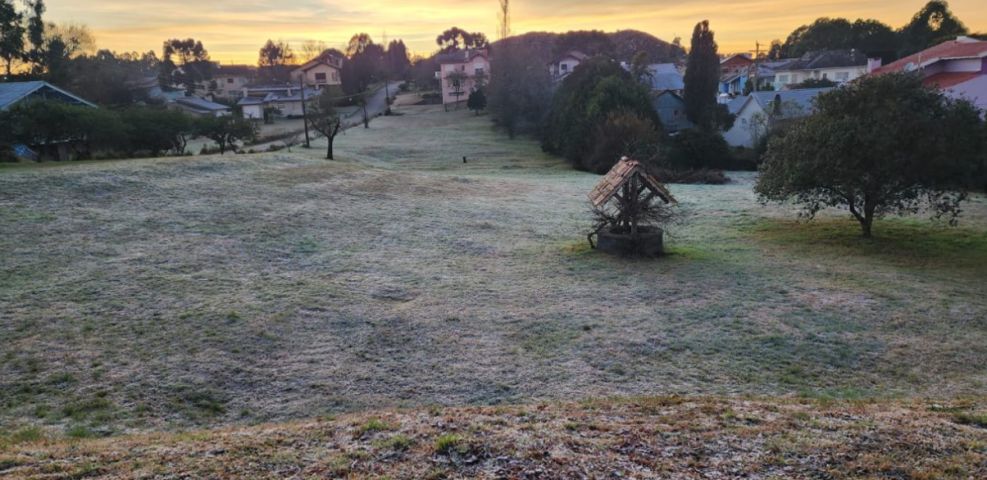 (Vídeo) Frio intenso se confirma e Serra de SC amanhece ‘coberta de branco’ com temperaturas de -3,2°C