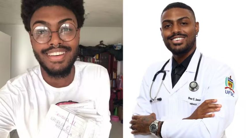 Ex-faxineiro que fez 1,3 mil cartões de memorização para vestibular se forma em medicina na UFSC
