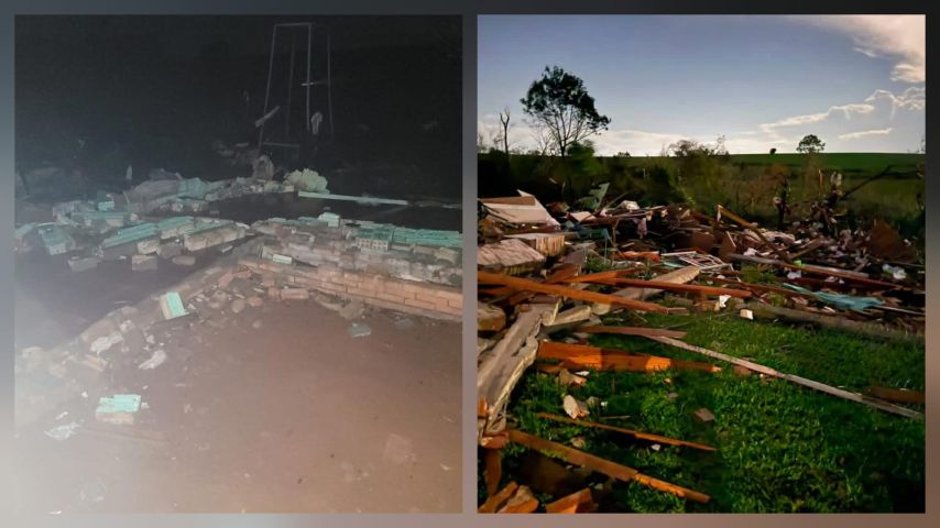 FOTOS: Residências são destruídas com a passagem de um tornado pelo RS