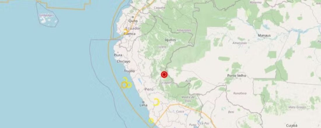 Terremoto é registrado próximo da fronteira com o Brasil