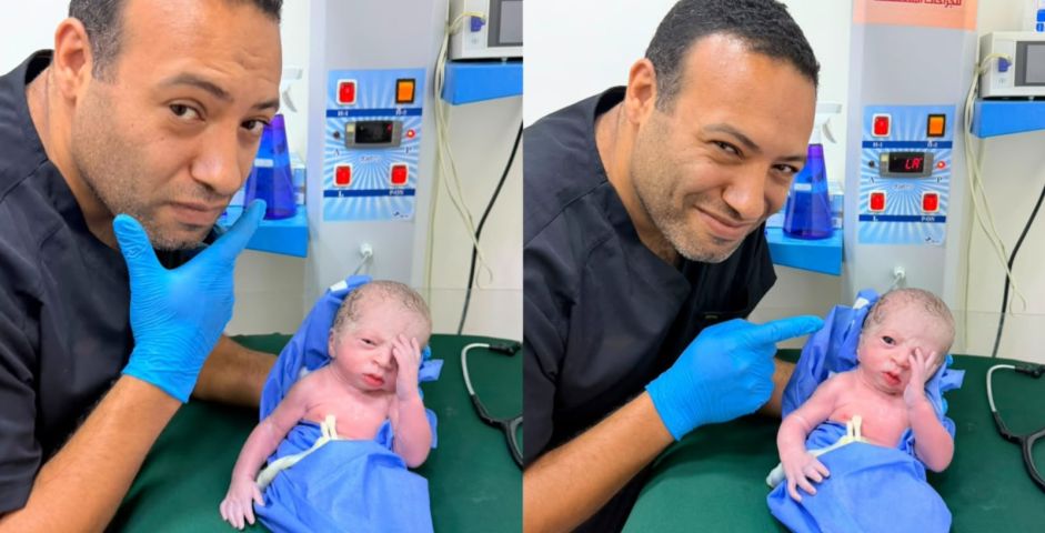 Bebê viraliza nas redes por expressão engraçada logo após o nascimento