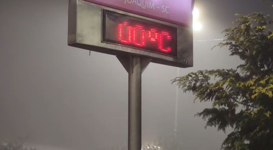 Julho termina com temporais e agosto começa com nova massa de ar frio, geadas e temperaturas de 0°C