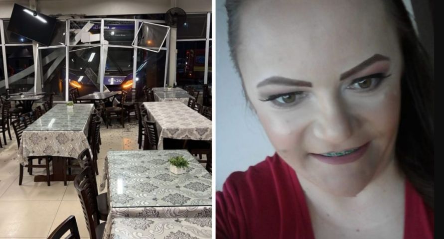 Em SC: Ônibus com 38 passageiros invade restaurante e mata gerente atropelada