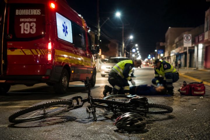 Adolescente é levado inconsciente ao hospital após colisão entre bicicleta e motocicleta em Tubarão