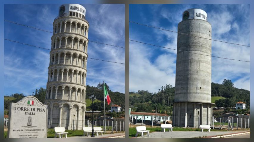 Réplica da Torre de Pisa em Pedras Grandes busca valorizar história da imigração italiana