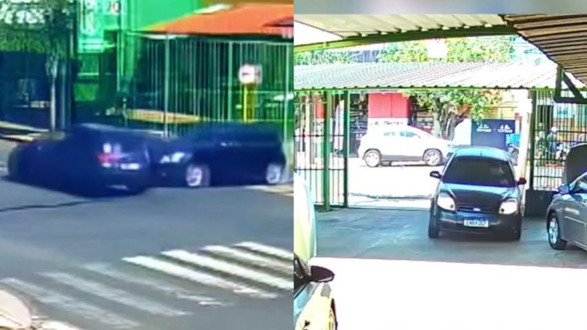 Atingida por outro carro, motorista perde controle e 'estaciona' dentro de loja em Bauru (SP); VÍDEO