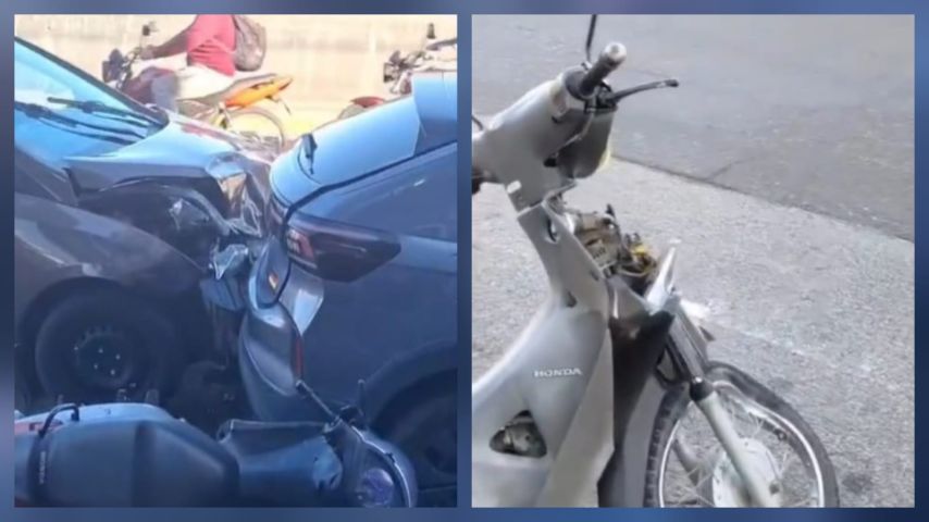 VÍDEO: Carro perde o controle, arrasta fileira de motos estacionadas e colide com outro veículo em Tubarão
