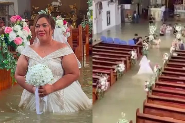 VÍDEO: Noivos se casam em igreja alagada: “nada poderia impedir a união deles”