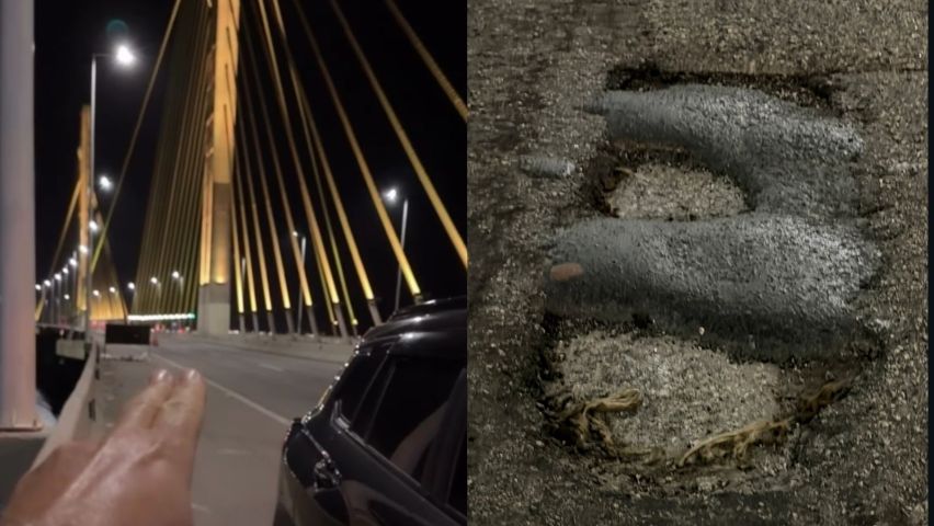 Motorista de Tubarão corta pneu em buraco na Ponte Anita Garibaldi e fica 50 minutos à espera de socorro