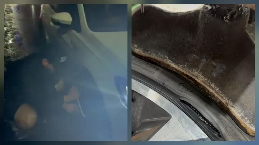 Motorista tem pneu cortado após passar por mesmo buraco onde outro condutor sofreu problema semelhante, na ponte Anita Garibaldi