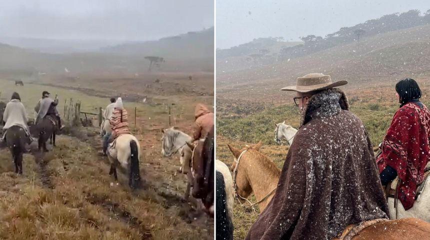 VÍDEO: Rio Grande do Sul também registra neve na tarde deste domingo (06)