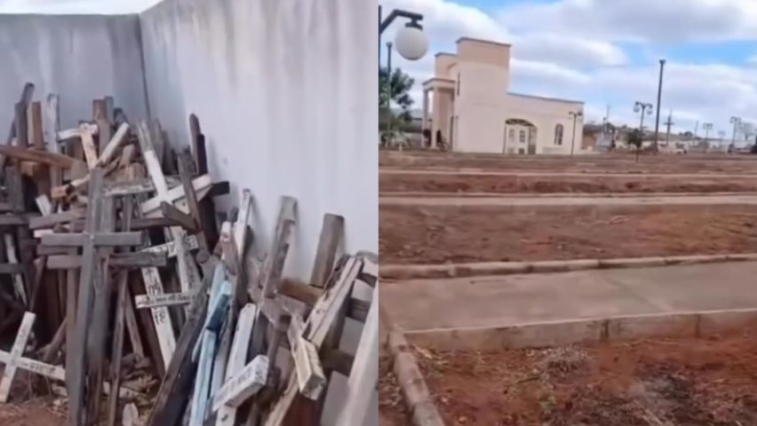 Coveiro se desespera após limpeza retirar cruzes de túmulos em cemitério no Tocantins; VÍDEO