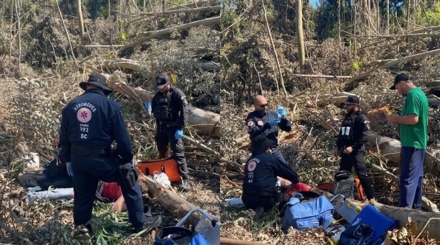 Homem é resgatado após ser atingido por eucalipto durante trabalho em São Martinho