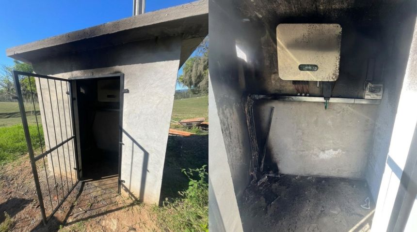 Princípio de incêndio atinge sistema de energia solar em Armazém