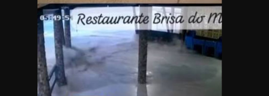 (Vídeo) Câmera de segurança registra força das ondas durante tsunami meteorológico em Laguna