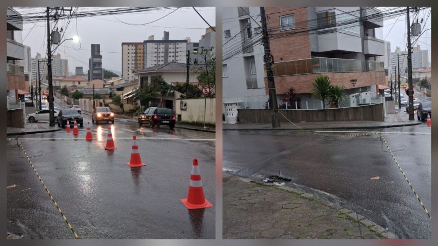 VÍDEO: Ruas são interditadas em Tubarão após caminhão arrebentar parte da fiação aérea