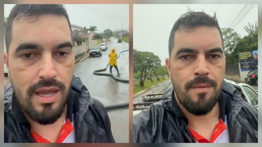 VÍDEO: Avenida é interditada em Capivari de Baixo para instalação de bomba para retirada de acúmulo de água