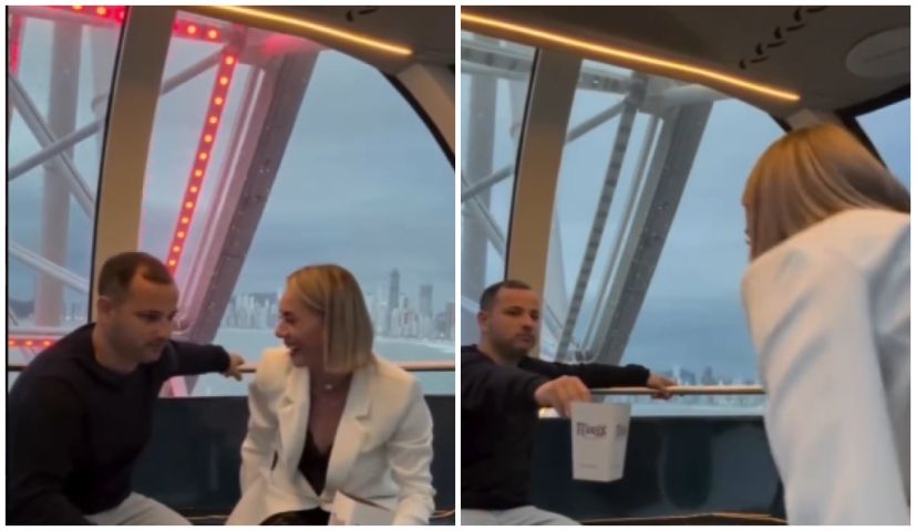 (Vídeo) 'Não se mexe, Patrícia!': casal de Gravatal viraliza com passeio na roda-gigante de BC