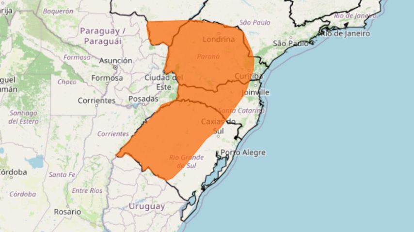 Frente fria provoca nova rodada de temporais com até 100 mm de chuva e granizo em 5 estados; veja onde o risco é maior