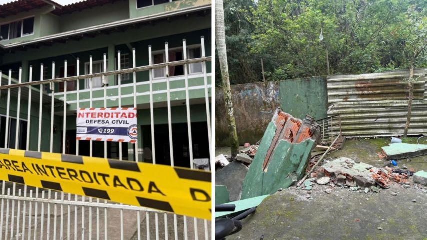 Duas crianças de oito anos são internadas após serem atingidas por um desabamento de uma escada