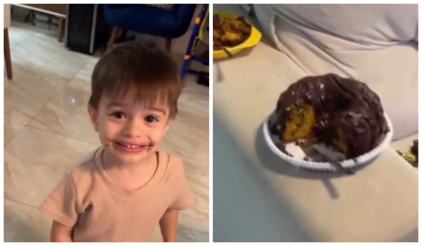 (Vídeo) Menino decide pegar bolo sozinho, vídeo viraliza e diverte internautas