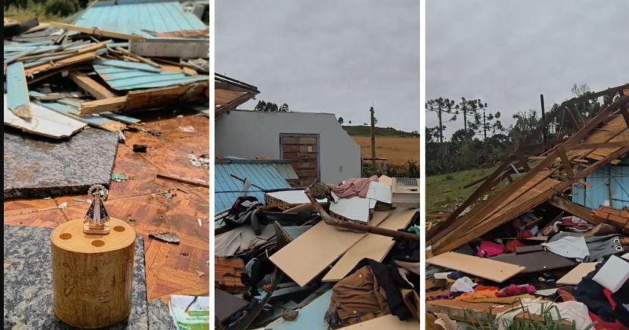 Casa de noivos é destruída por ventos fortes às vésperas do casamento em SC
