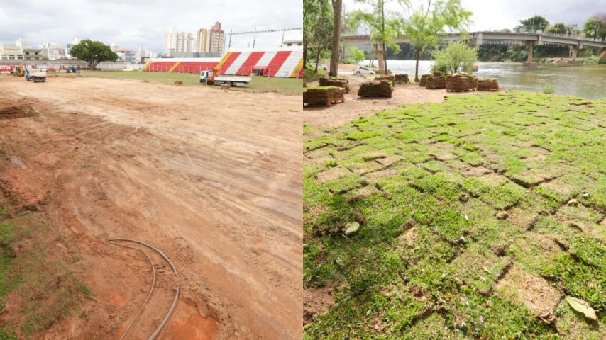 Prefeitura de Tubarão recebe doação do gramado trocado do Estádio Aníbal Costa